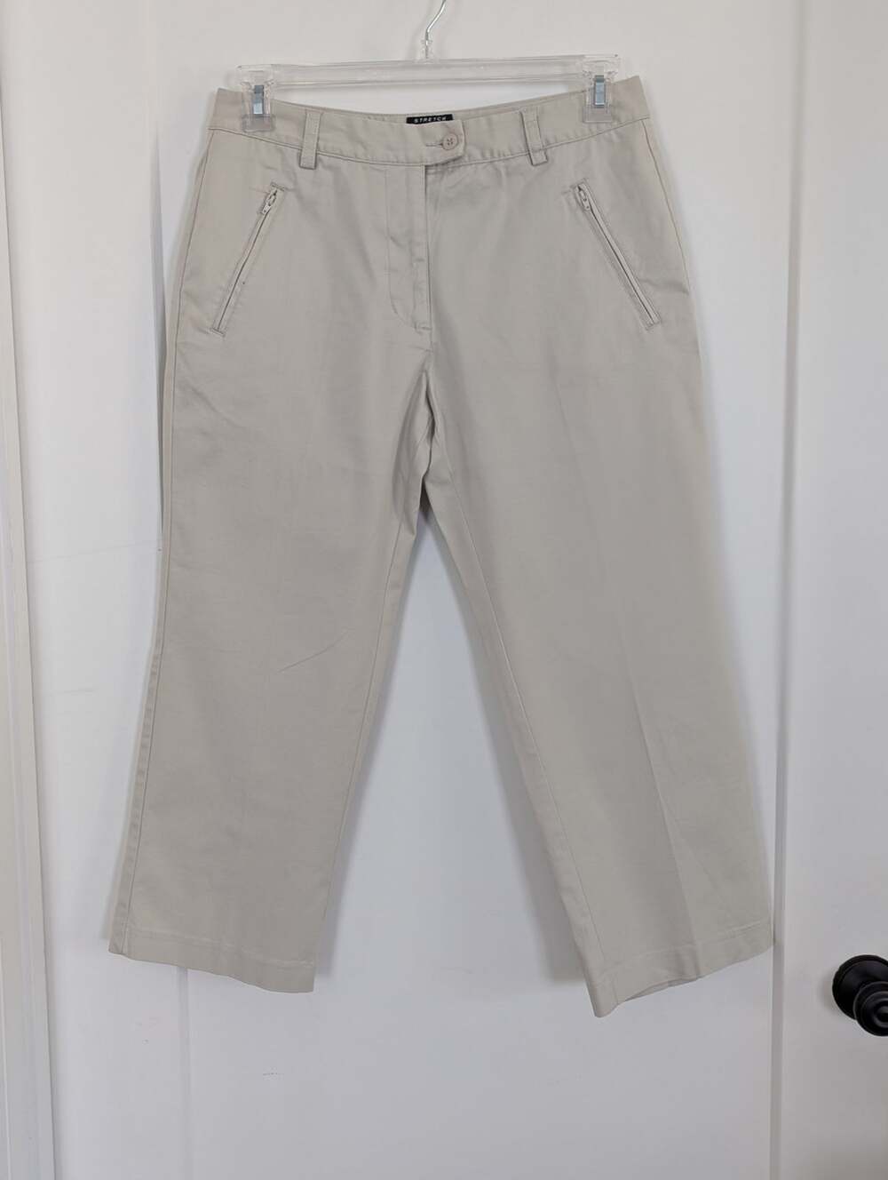 NWT Adidas Golf Women Sz 8 W Novelty Crop Pants Ecru Khaki Beige Stretch 873564